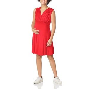Maternal America Sleeveless Front Tie Dress - Red